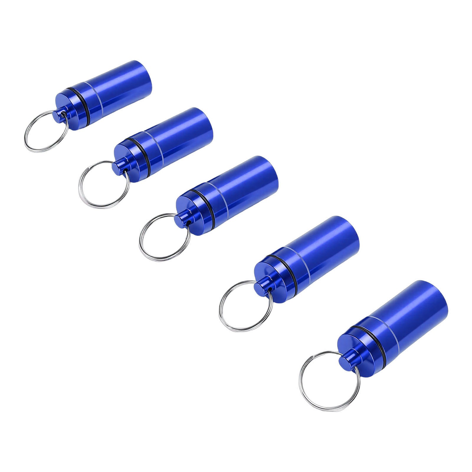 5pcs Mini Keychain Tablets Case Water Proof Outdoor Tablets Container Blue