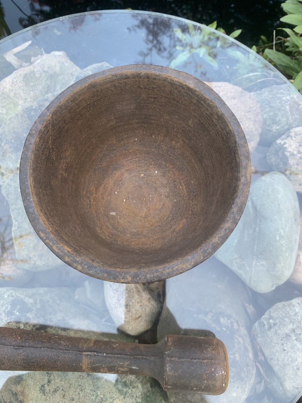 Rare Antique Primitive 19th Century Apothecary Cast Iron Mortar and Pestle Rx