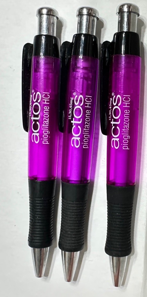 LOT OF 3 ACTOS Drug Rep Advertising Pens Pharmaceuticals Collectable Pharma Rx