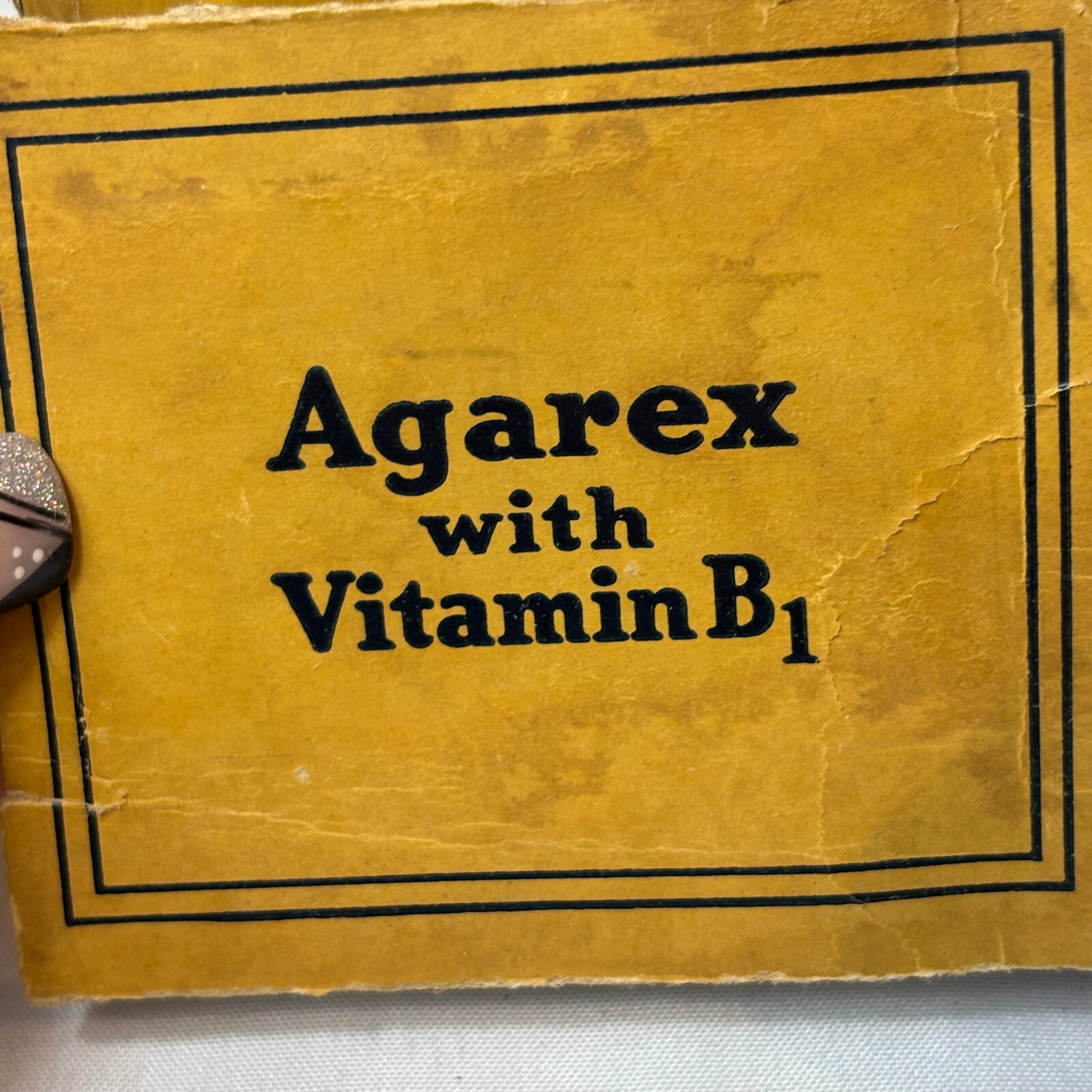 Vtg Agarex W/ Vitamin B1 16oz Cobalt Blue Bottle In Box Rexall Drug Stores