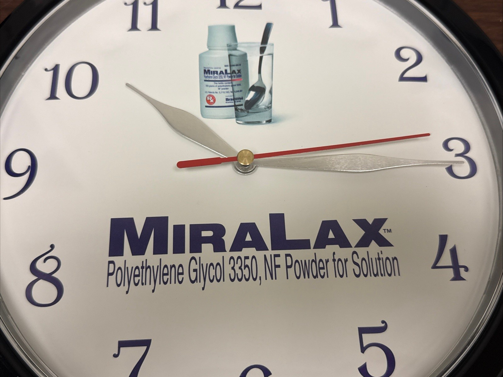 MiraLax Plastic Wall Clock Vintage Medicine Pharmaceutical Promotional Item