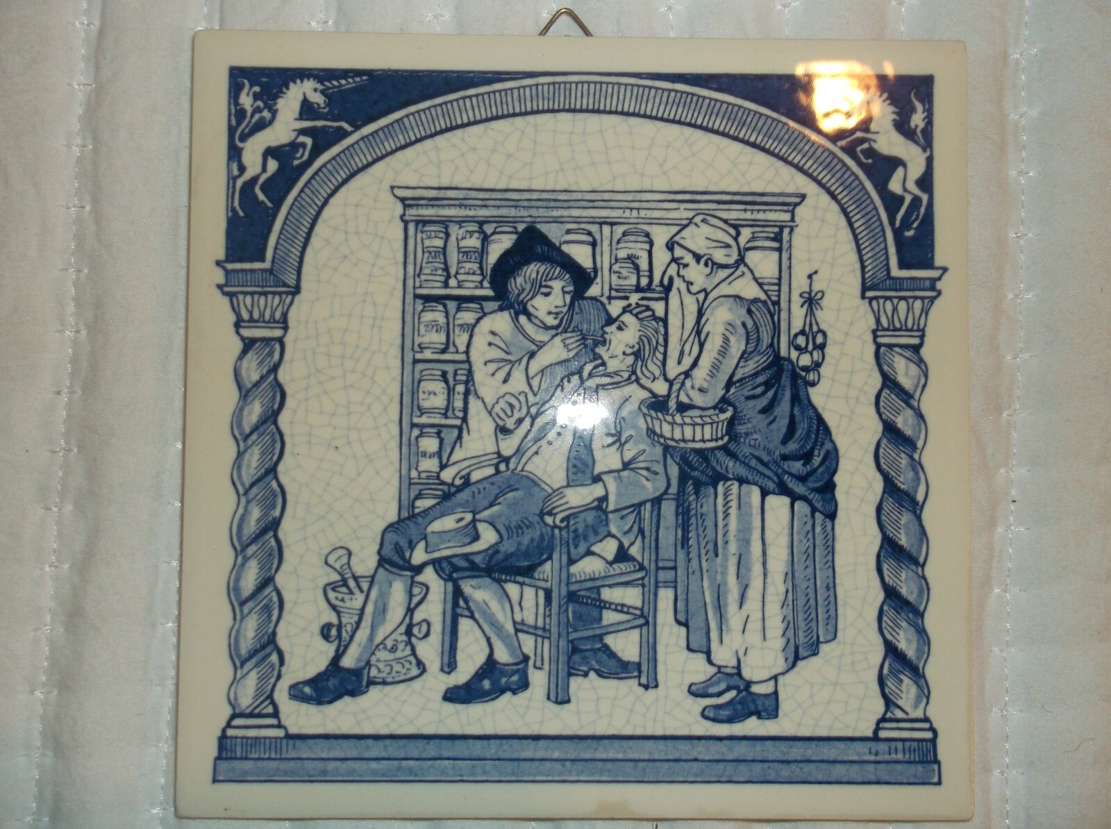 Set of 4 Vintage Delft Holland Handmade 1982, 1985, 1986, & 1988 Pill Tiles