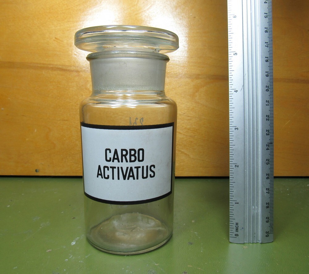 Vintage Medical Science Glass Bottle,Germany,CARBO ACTIVATUS