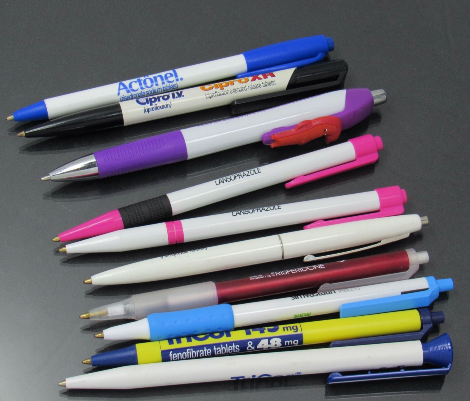 Drug Rep Lot 10 PENS Pharmaceutical Promo Actonel Risperdal Prevacid Protonix ++