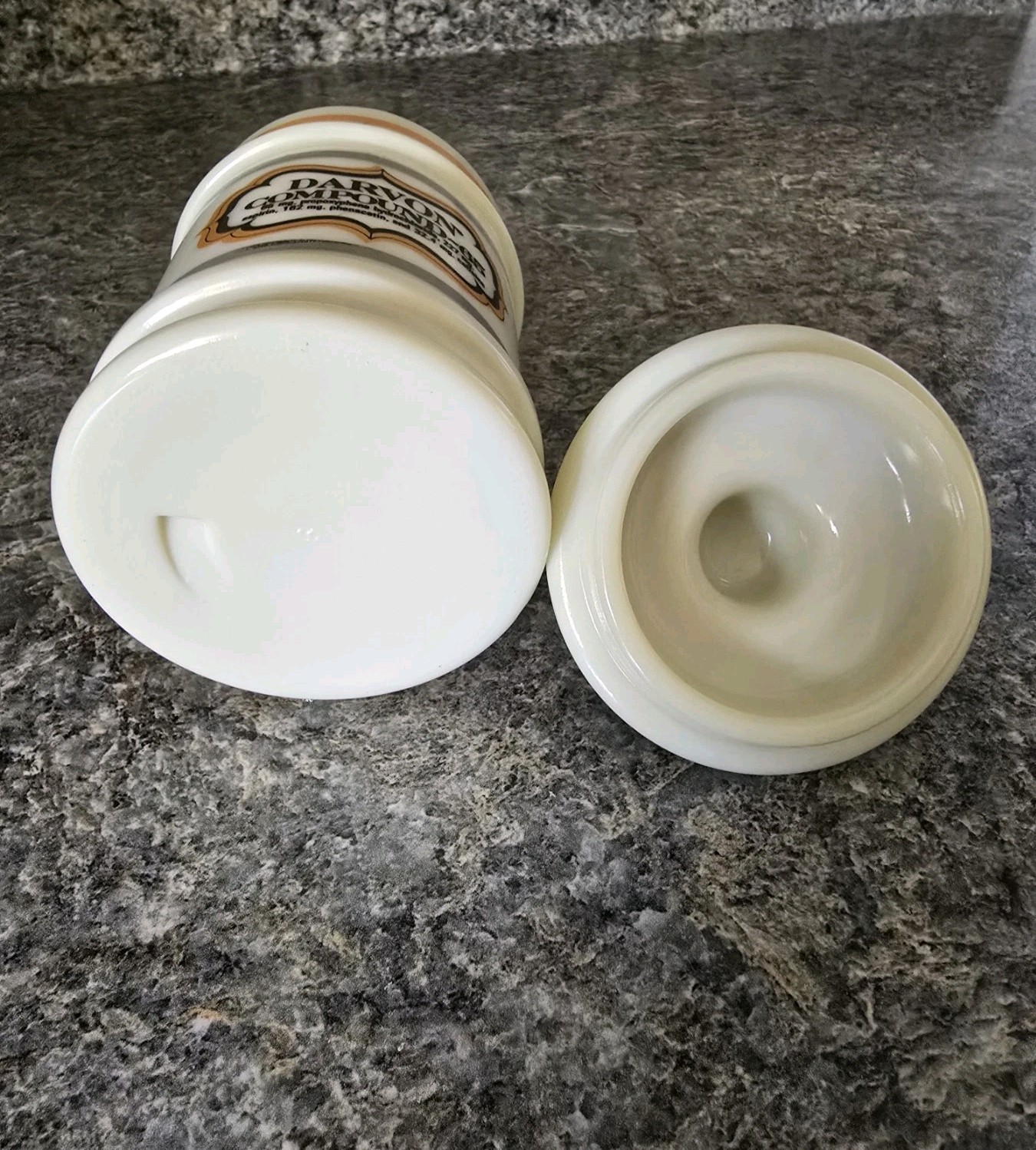 VTG Pharmacy Jar Darvon Compound-65 Custard Glass Apothecary Jar with Lid