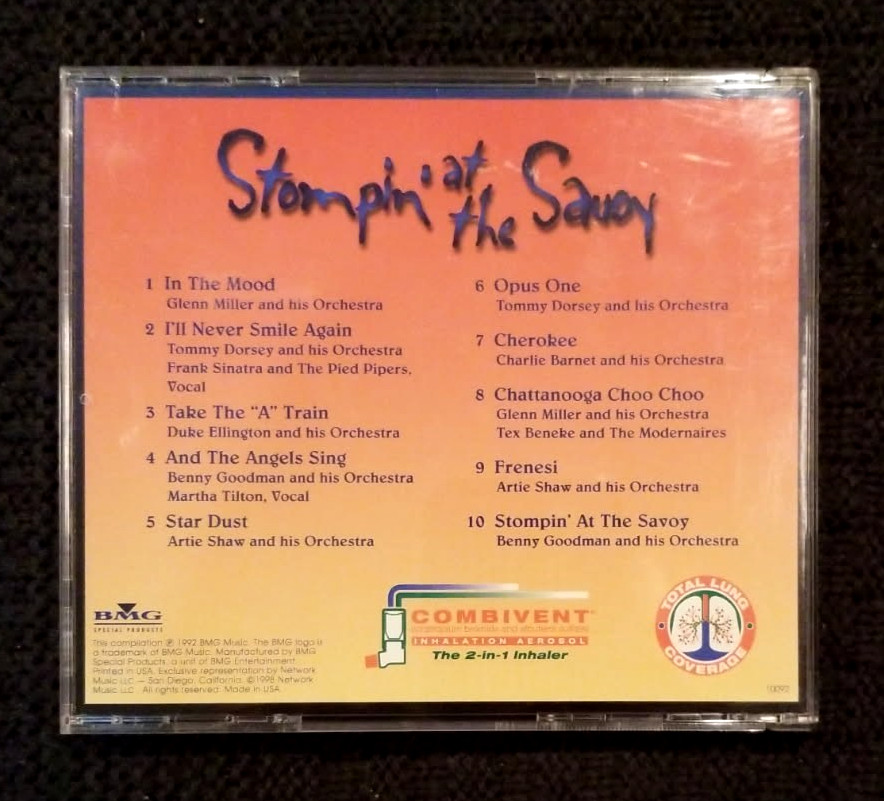 Vintage Pharmaceutical Drug Rep Promo CD Stompin in The Savoy Combivent Inhaler
