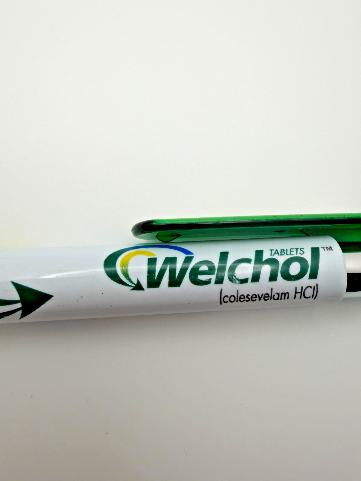 Welchol Colesevelam HCl Pharmaceutical Promo Pen Green & White Arrow *Tested 🖊️