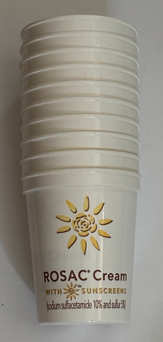 Lot 10 Vtg ROSAC CREAM /Sunscreen Drug Rep Plastic Cups Pharmaceutical Promo NEW
