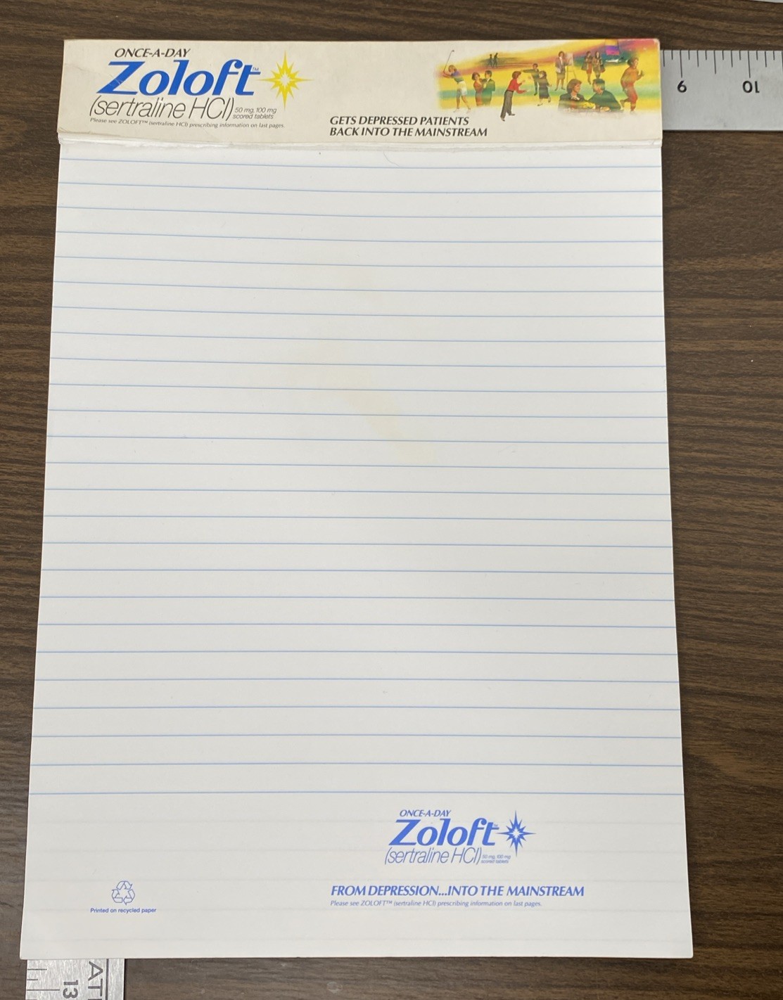 VTG 1992 Zoloft Drug Rep Collectible Doctor Notepad 8.5 x 12.5” Pharmaceutical