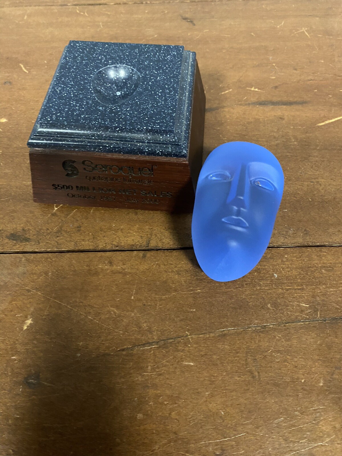 Kosta Boda Blue Head SEROQUEL $500 Million Net Sales MIB *RARE*