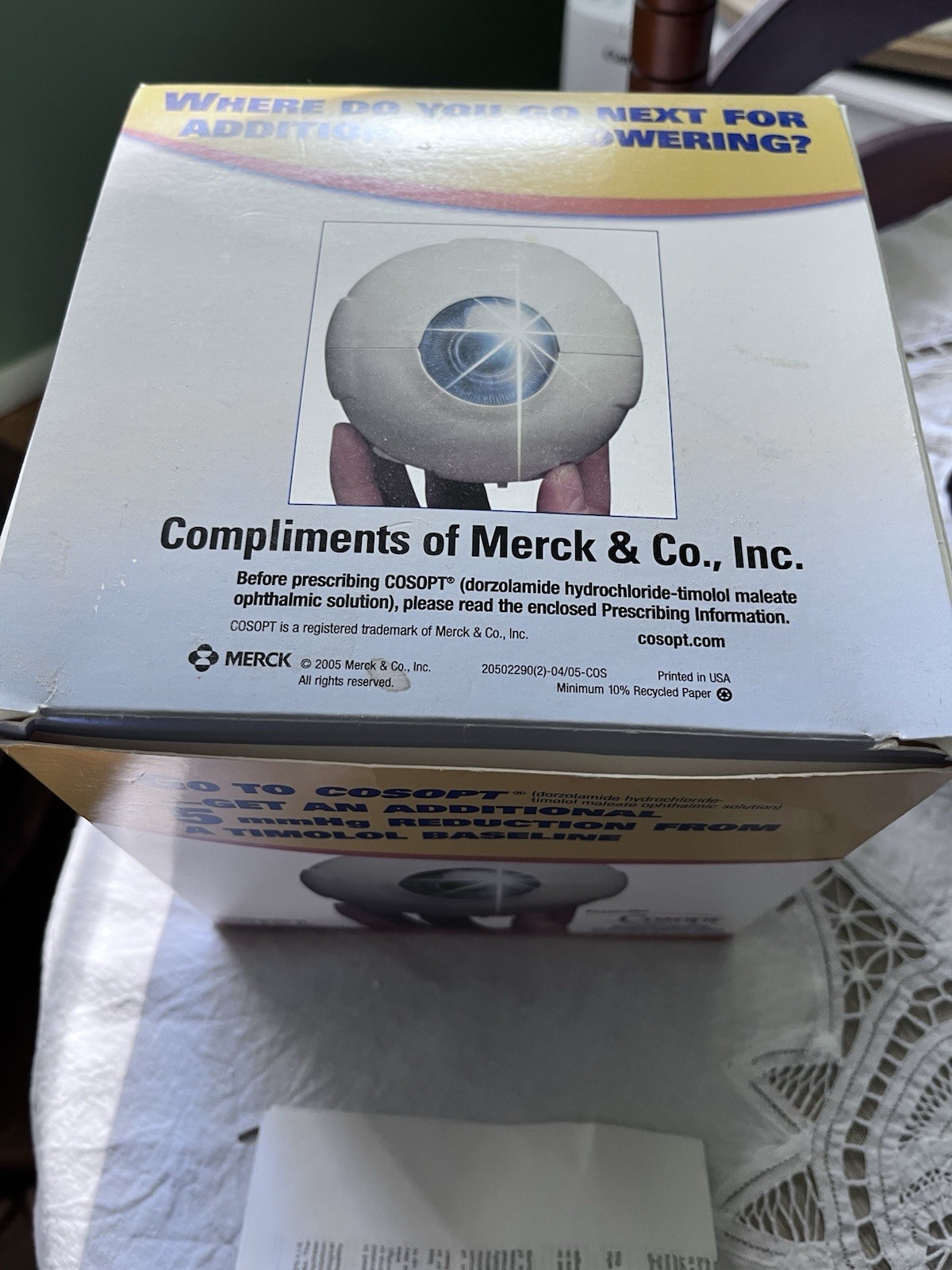 Large vintage pharmaceutical promotional display model for Cosopt by Merck.