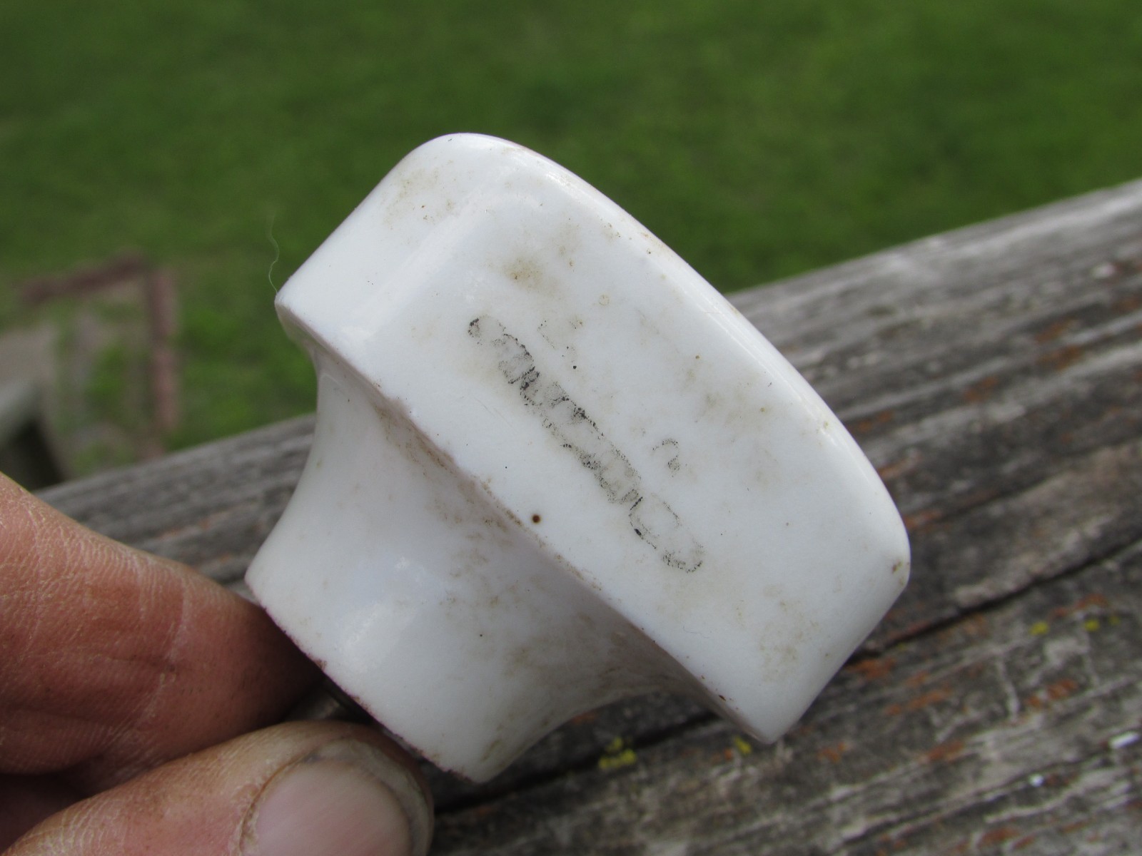 Unusual 1900s MARRUBIUM (Horehound) Porcelain APOTHECARY Cabinet Drawer KNOB A++