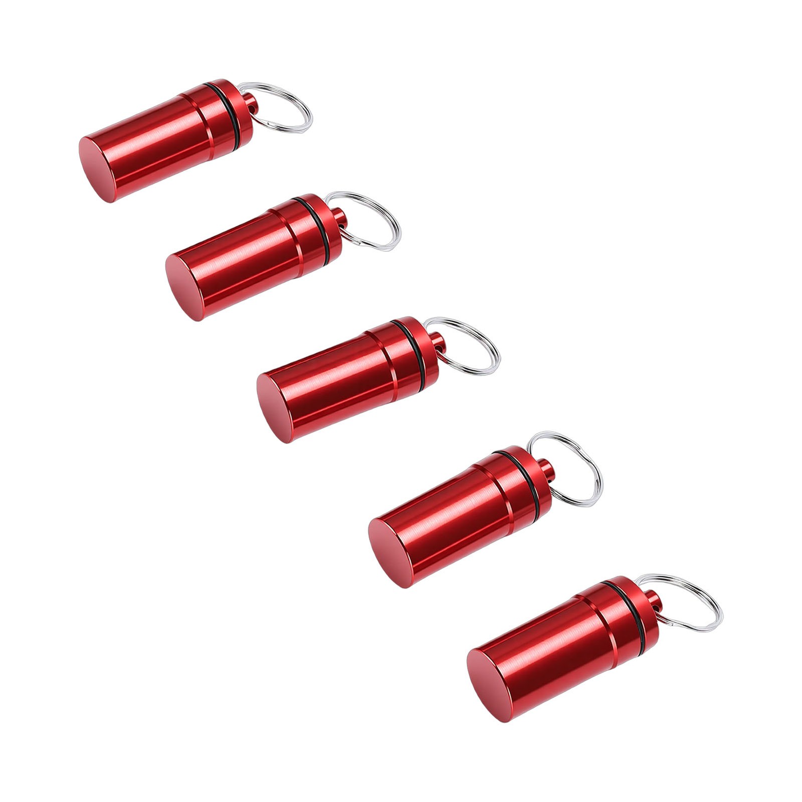 5pcs Mini Keychain Tablets Case Water Proof Outdoor Tablets Container Red