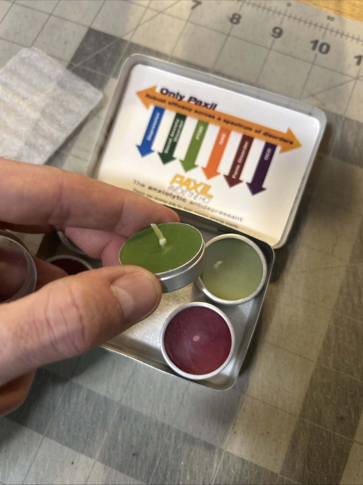Vintage 2001 PAXIL Drug Pharmaceutical Rep Promo Mini Candle SET Swag RARE FREE