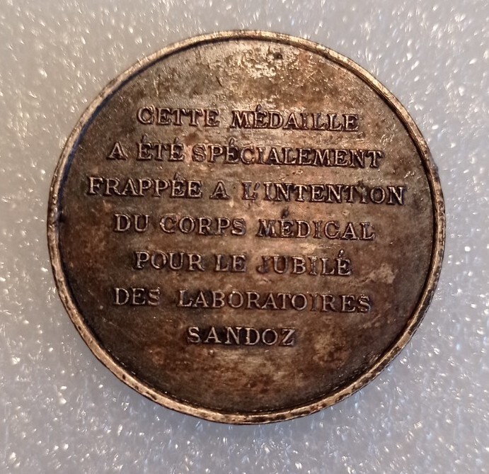 SANDOZ Pharmaceutical coin token pin badge LSD Albert Hofmann rare