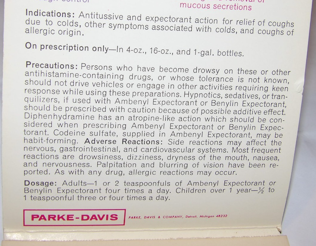 Vintage 1966 Ambenyl Cough Relief With Codeine Advertising Telephone Notepad!