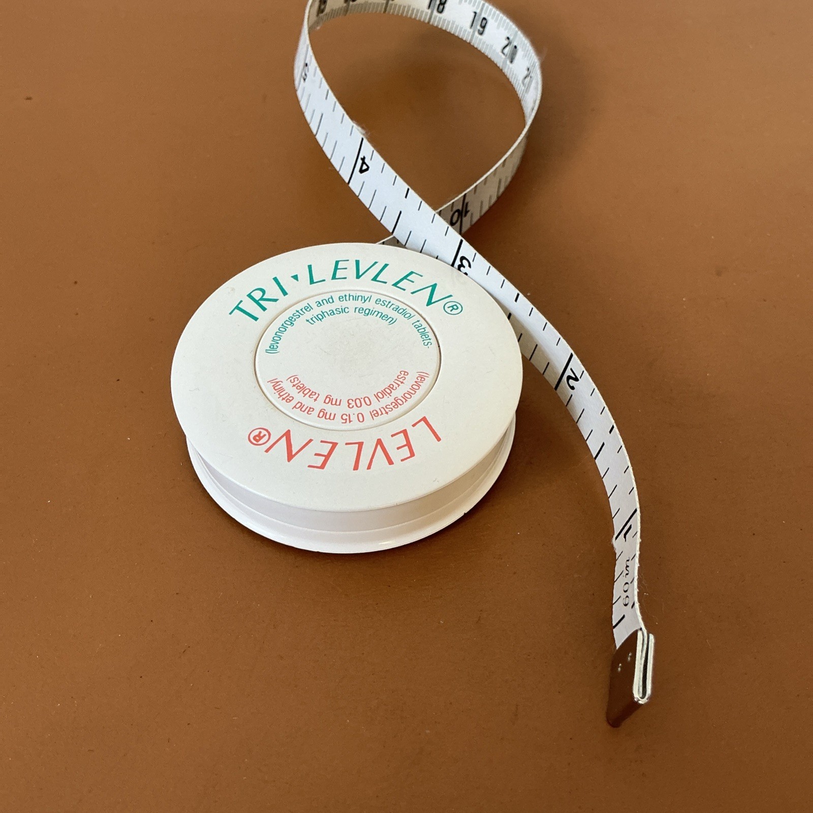 Tri-Levlen Pharmaceutical Advertising 1970s Birth Control History Tape Measure