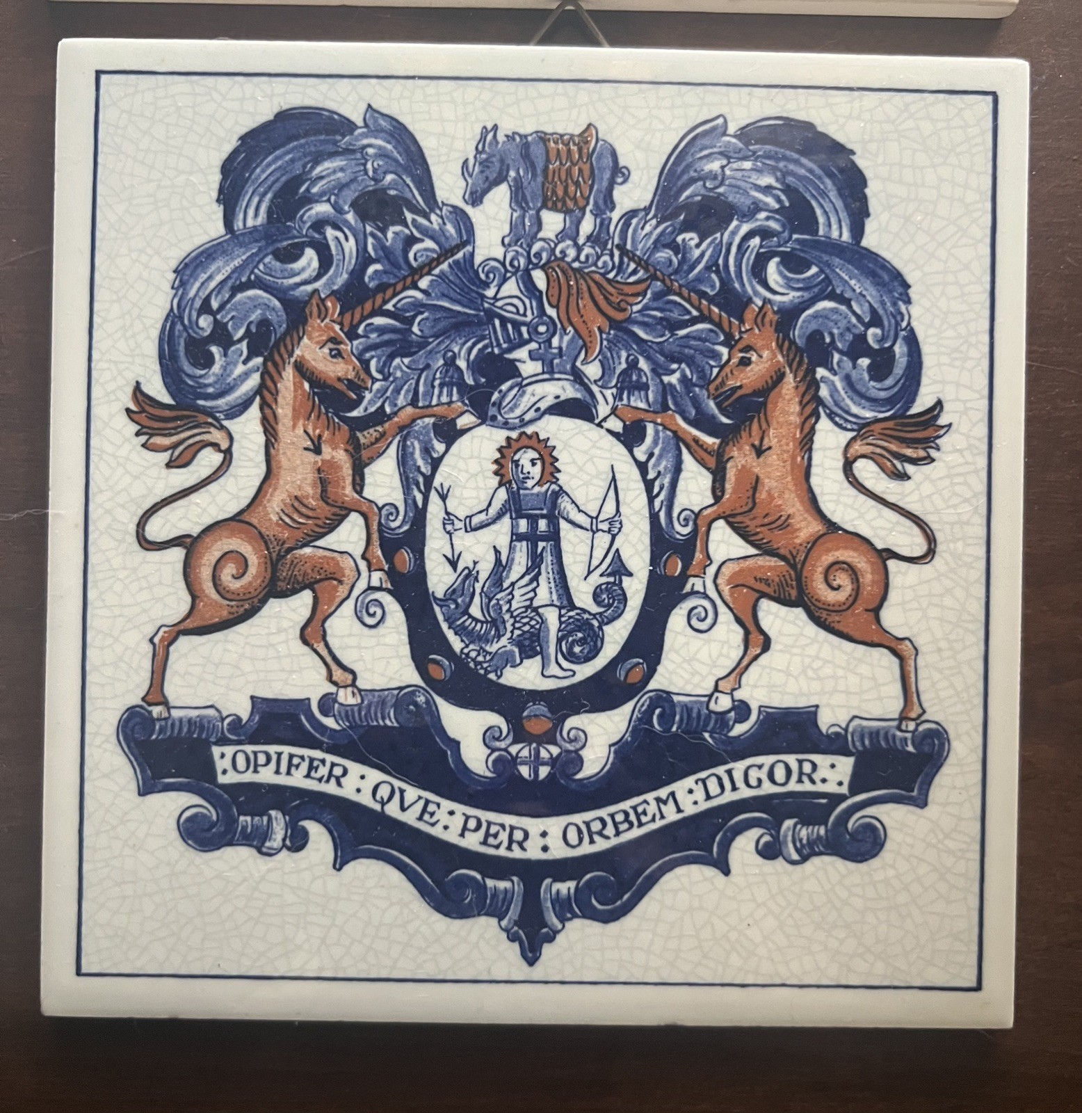 Vintage Delft Holland Apothecary Tiles Burroughs Welcome Crest Plaques 6”