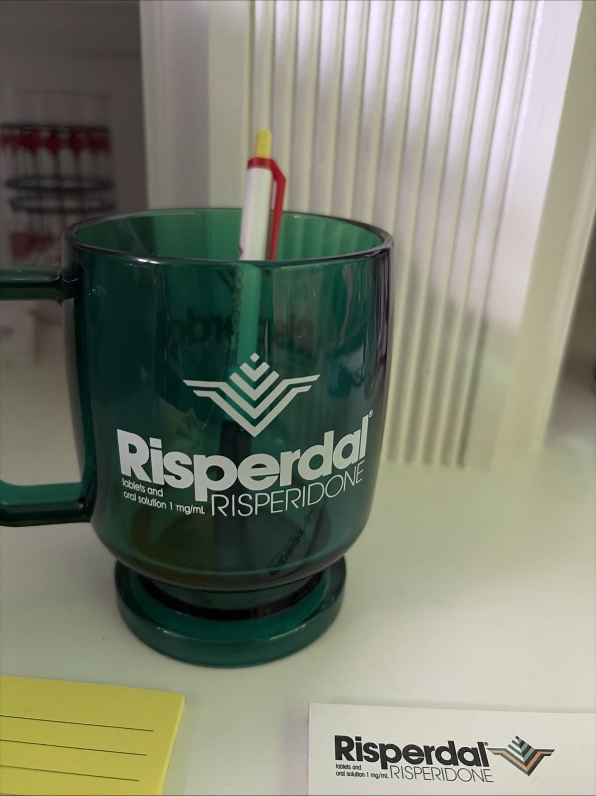 Early 2000s RARE risperdal drug rep merch comes with Mug, pen, & two note pads