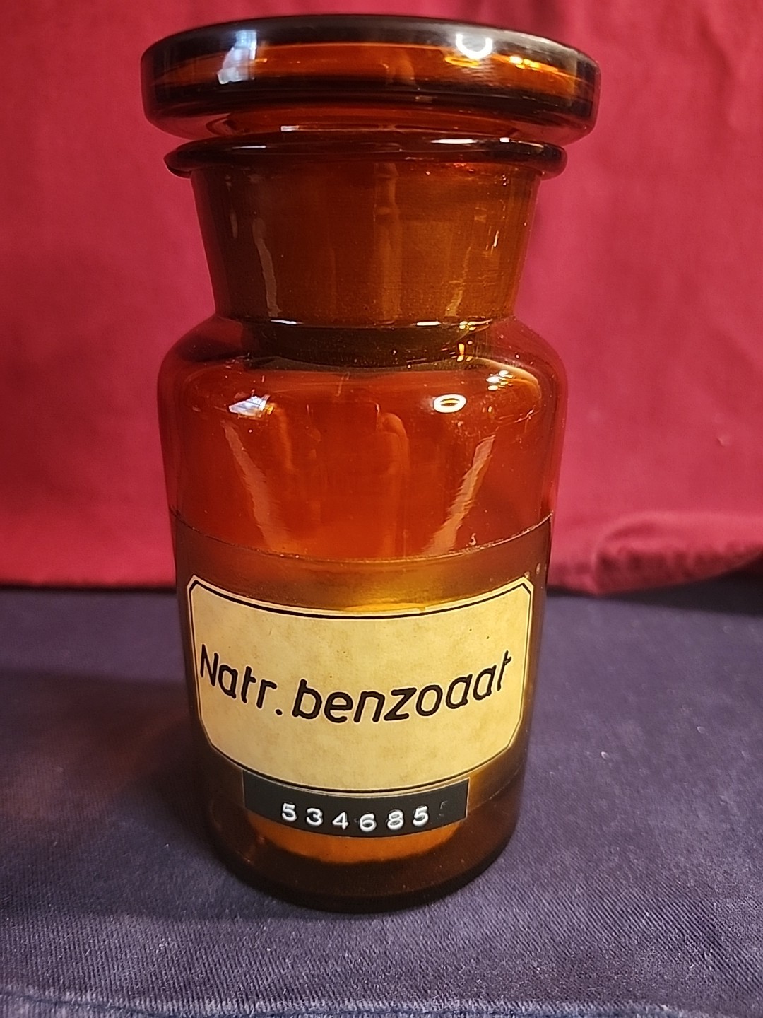 Vintage Natr. Benzoaat Pharmaceutical Glass Container Empty