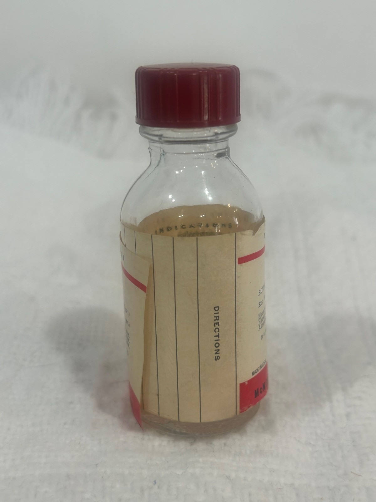 McNeil Butibel Elixir EMPTY VTG Butabarbital Medicine Sample Bottle RARE Pharma