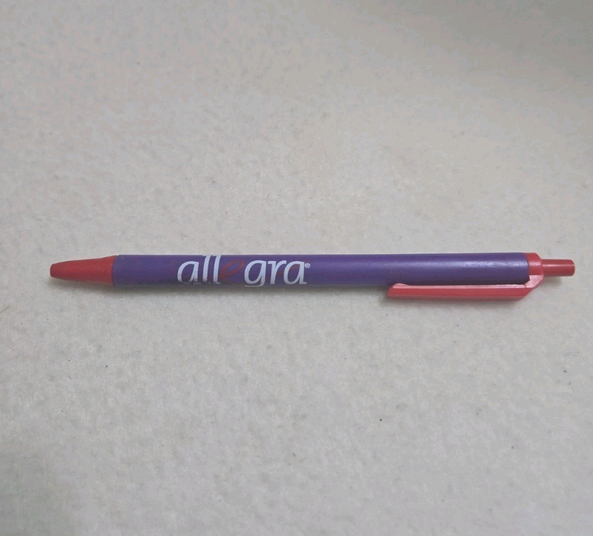 Allegra Ink Click Pen Drug Rep Pharmaceutical Promo Advertising Purple & Red