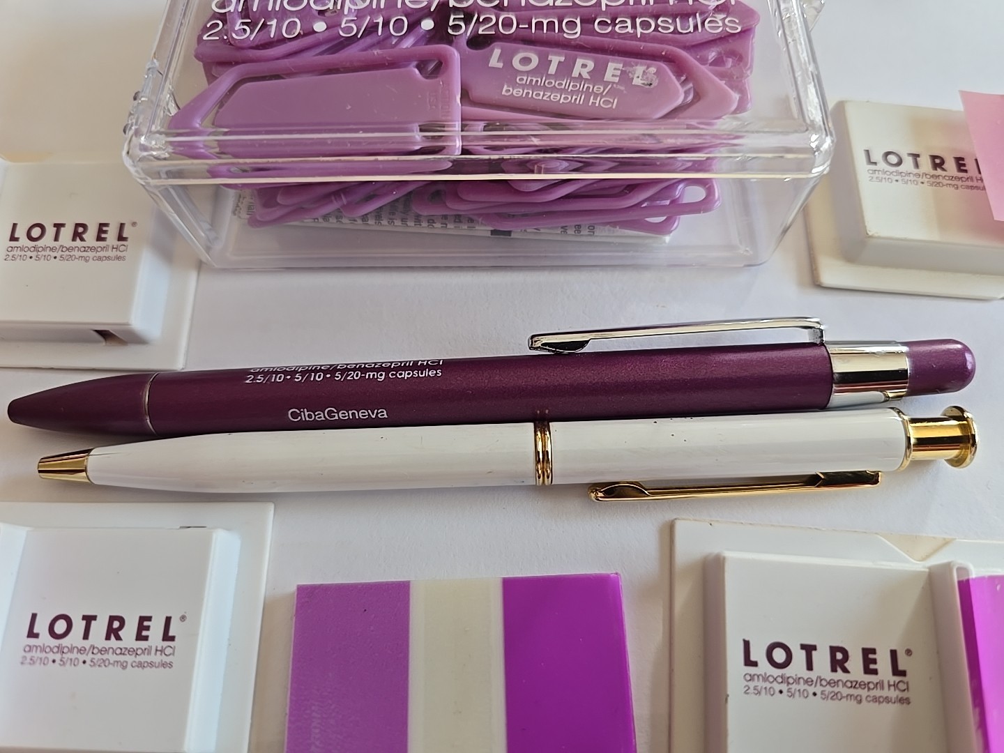 LOTREL Metal Pens Sticky Note Pads Paperclips Pharmaceutical Drug Rep Promo VNTG