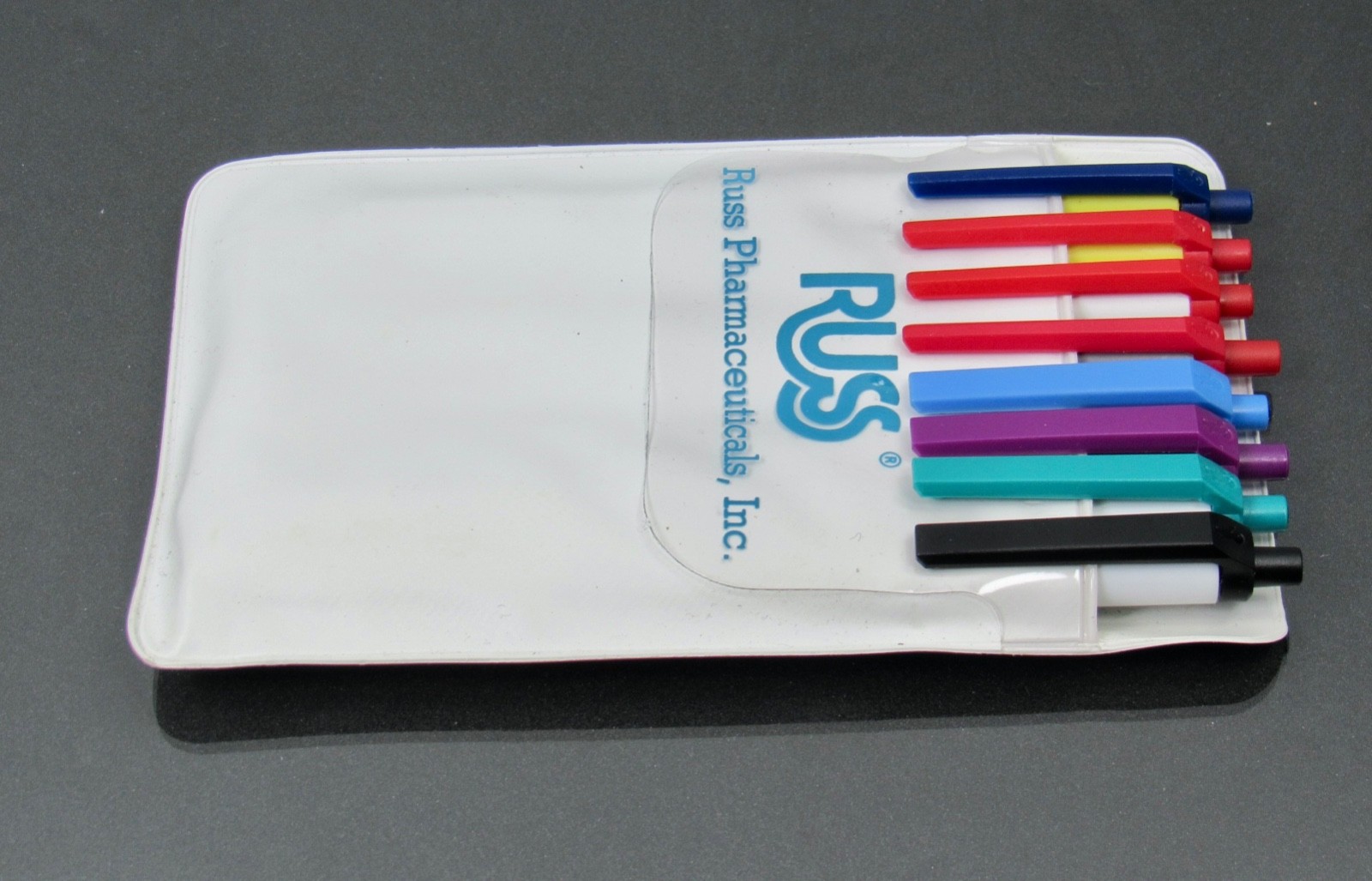 Russ Pharmaceuticals Vintage Pocket Protector + BIC PENS Drug Rep Advertising