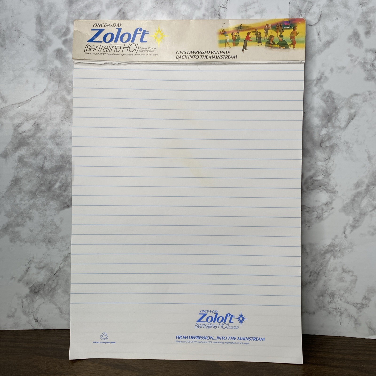 VTG 1992 Zoloft Drug Rep Collectible Doctor Notepad 8.5 x 12.5” Pharmaceutical