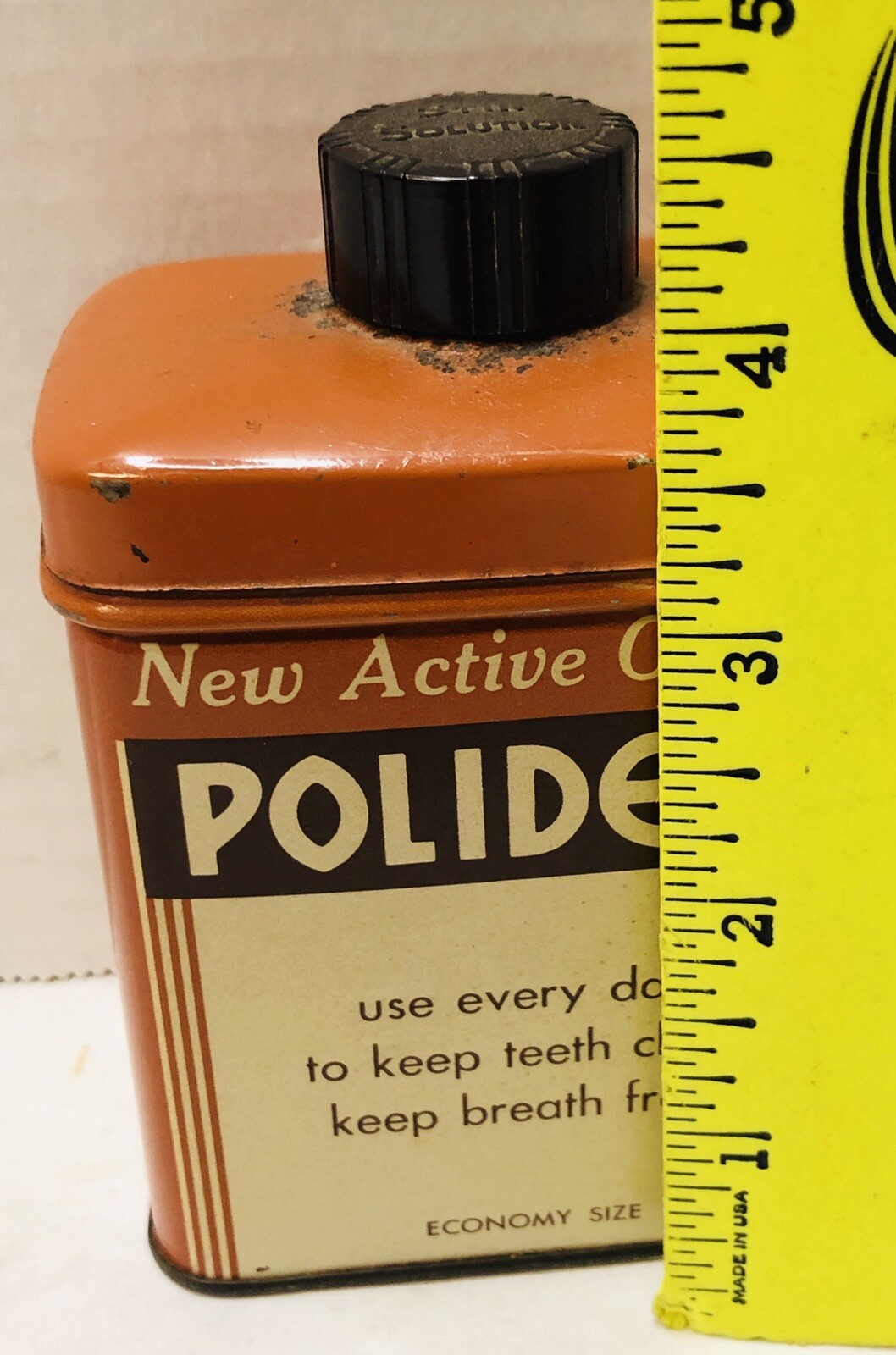 Vintage Polident Metal Can 10.5oz Economy Size “New Active Oxygen” Block Drug Co