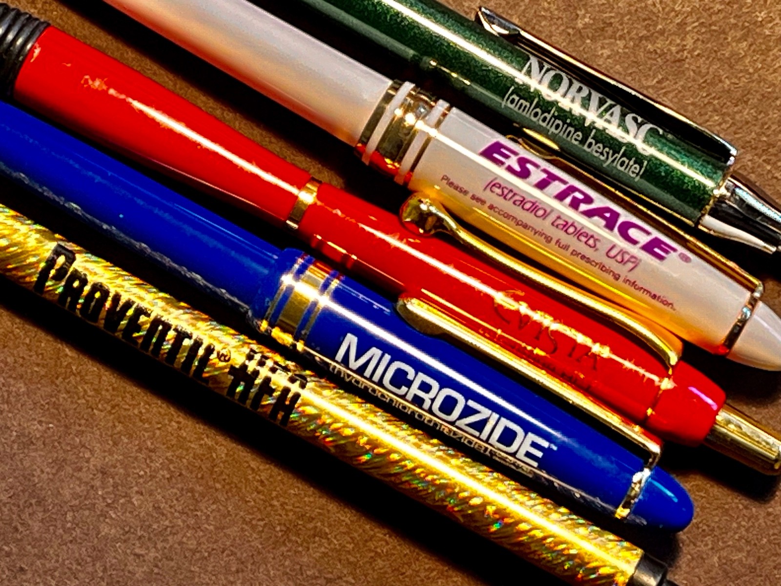 5 DIFFERENT HYPERTENSION,COPD etc PHARMACEUTICAL DRUG REP VINTAGE PHYSICIAN PENS