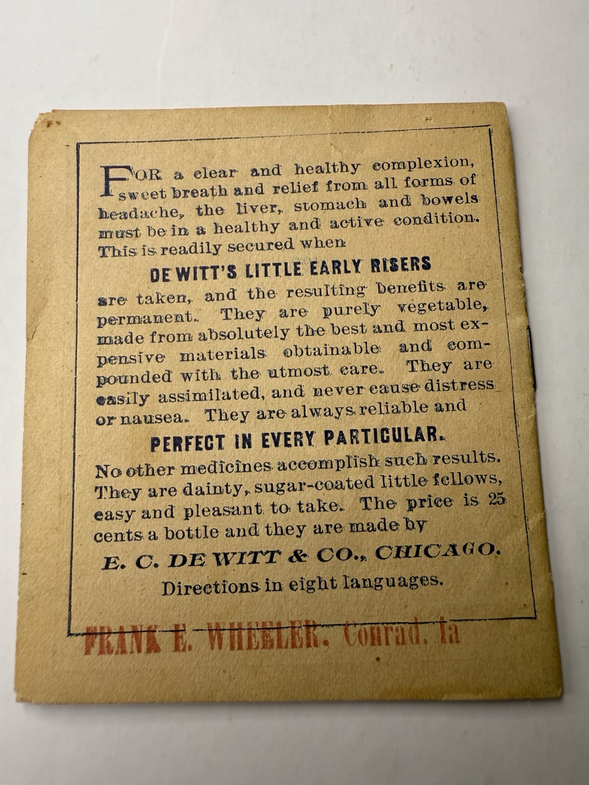 Antique DeWitt’s Little Early Risers Advertising Booklet 1890s Pharmacy Ephemera