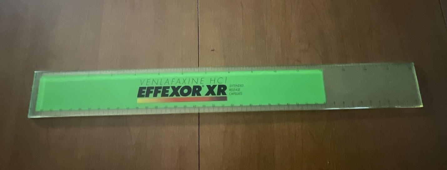 Effexor XR Branded Ruler Drug Rep Pharma Promo Advertising Vintage 16 Inch