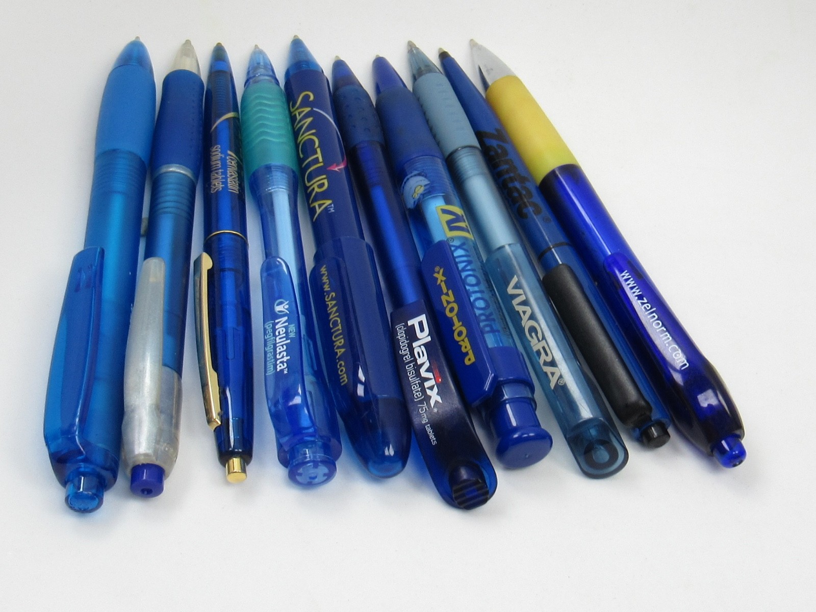 Lot of 10 PENS Drug Rep Pharmaceutical Promo Medical Advertising Shades of Blue
