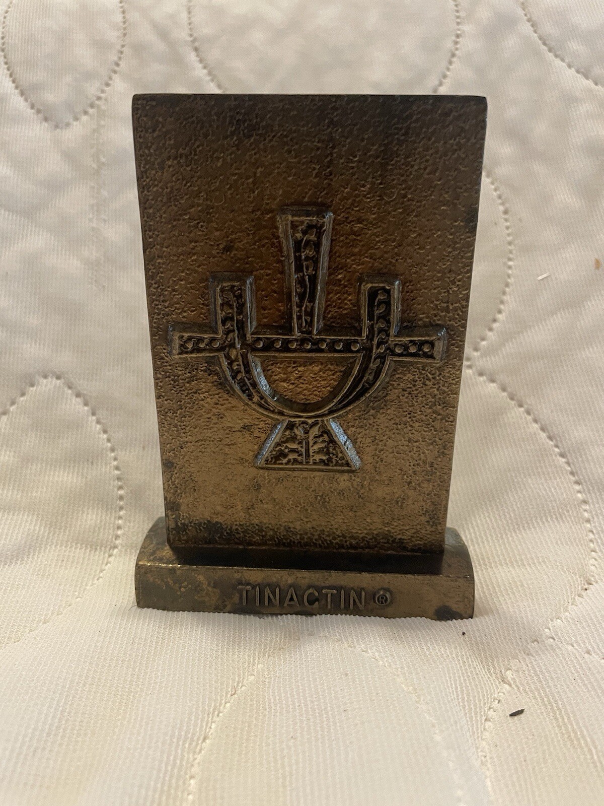 Vintage Pharmacy Rx Bronze Advertising Premium Tinactin 1978 Paperweight