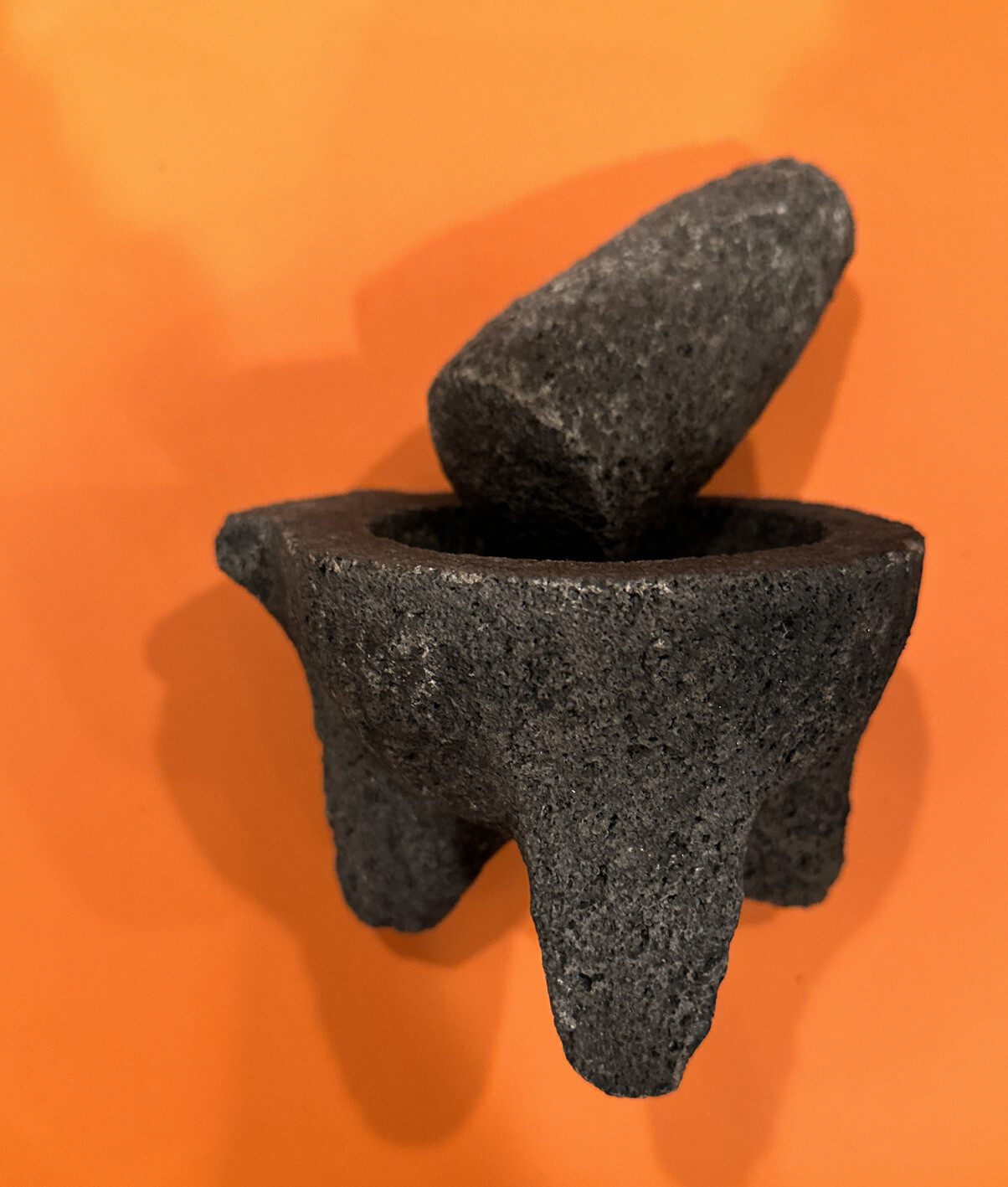 4″ Mortar and Pestle Volcanic Dark Gray Molcajete Herbs & Spices