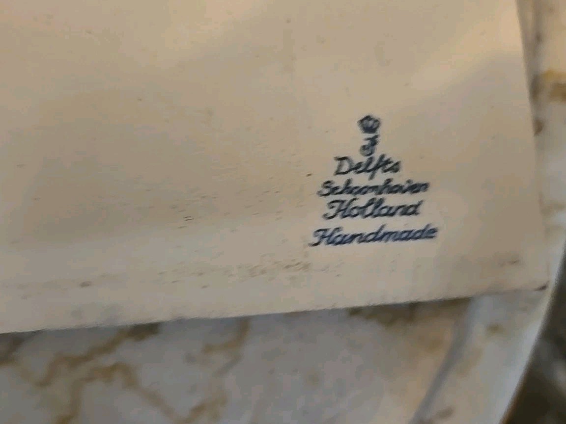 2 BLUE DELFT SCHOONHAVEN HOLLAND HANDMADE PILL TILES 1990s Handmade Read