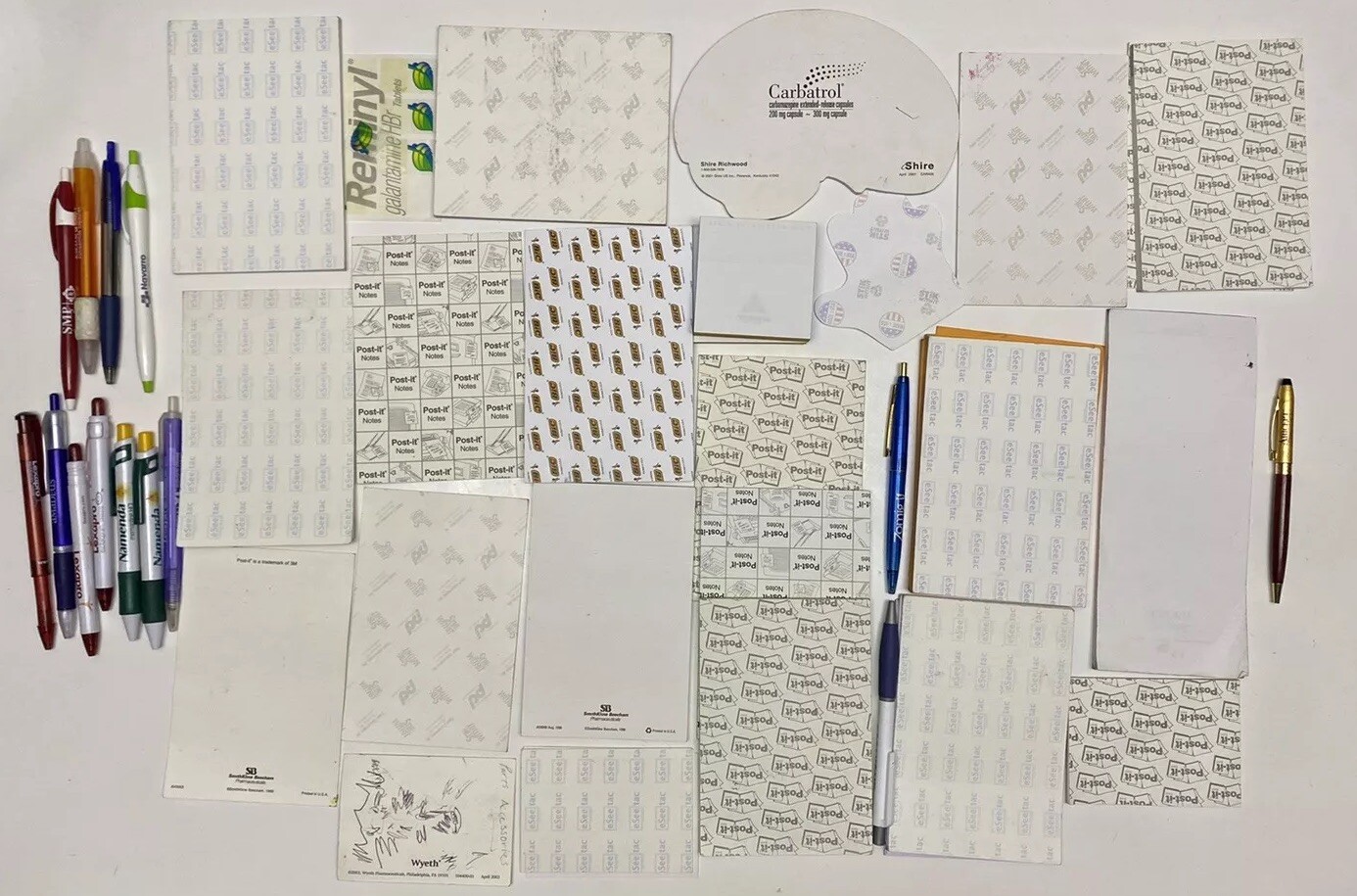 Pharmaceutical Drug Rep Notepads (22) and Pens (14) Miscellaneous Lot