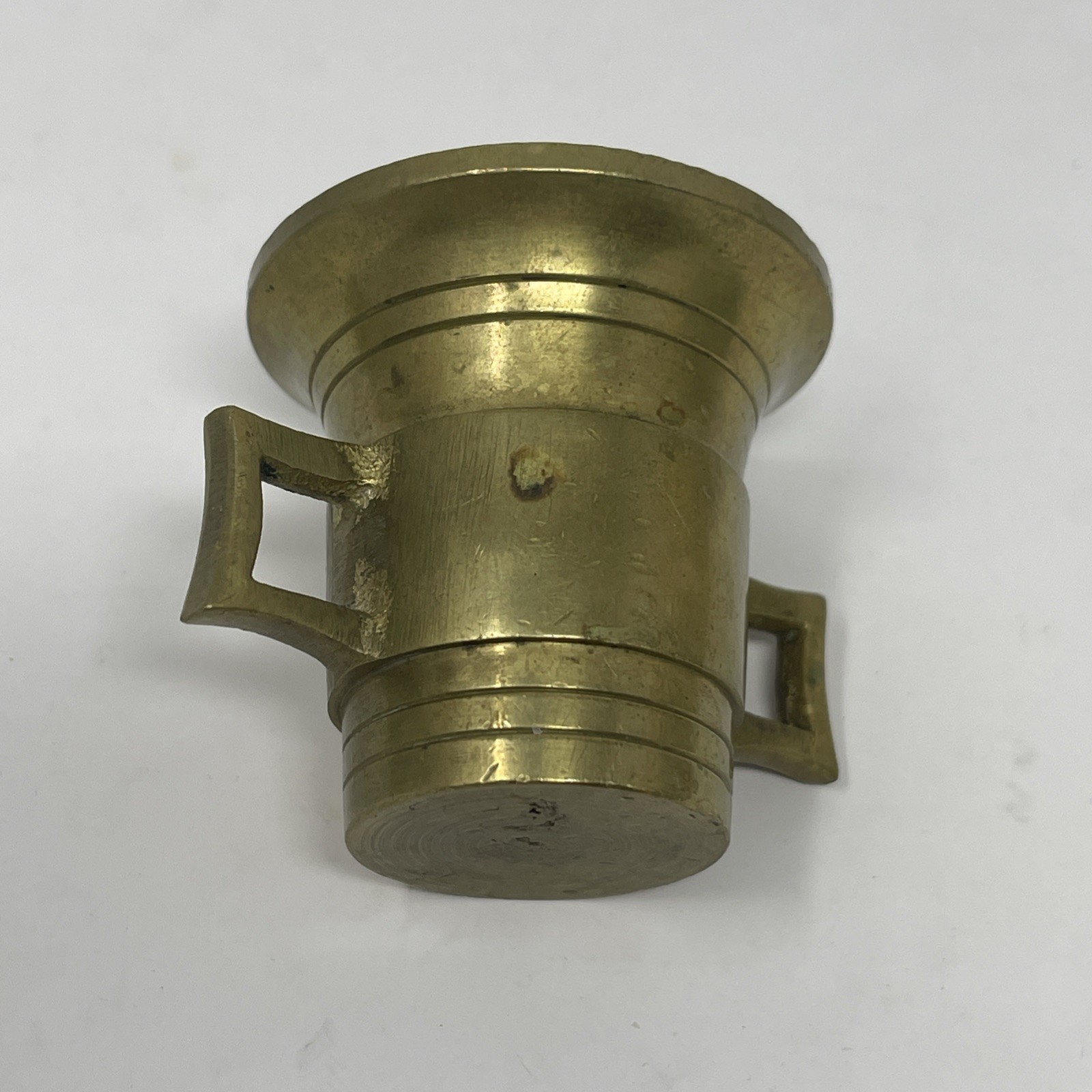 VTG SMALL BRASS MORTAR AND PESTLE WITH HANDLES