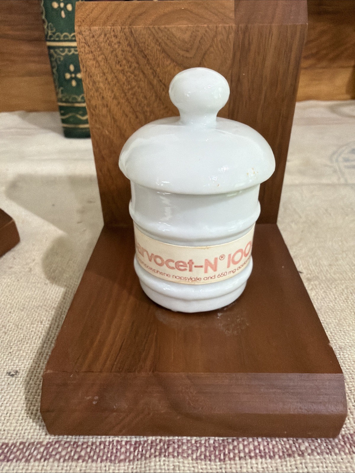 Lilly Mini Apothecary Bookends Pharmacist Darvocet Pain Med Advertisement VTG