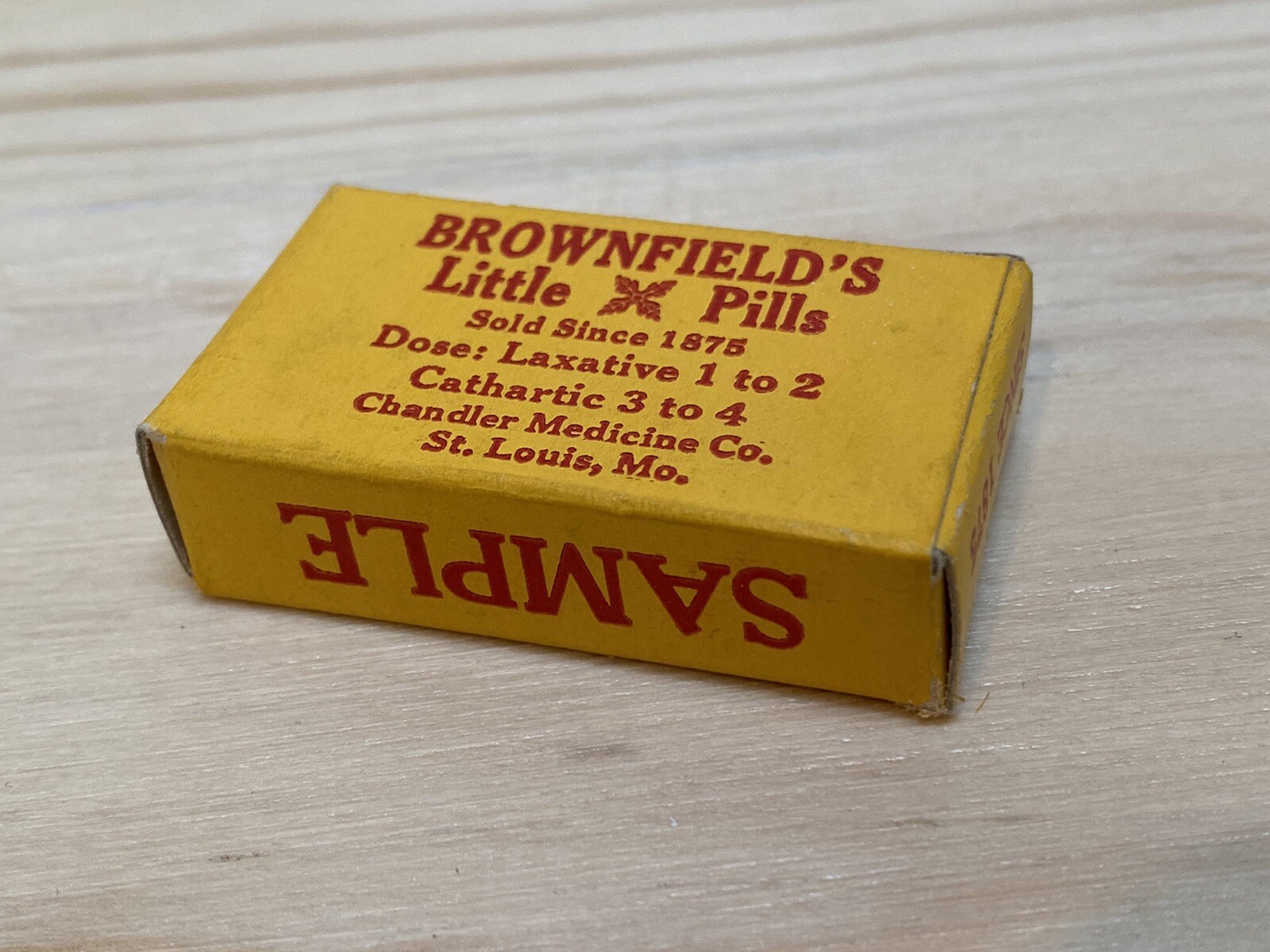 BROWNFIELD’S Little Pills Vintage SAMPLE Empty Small Box
