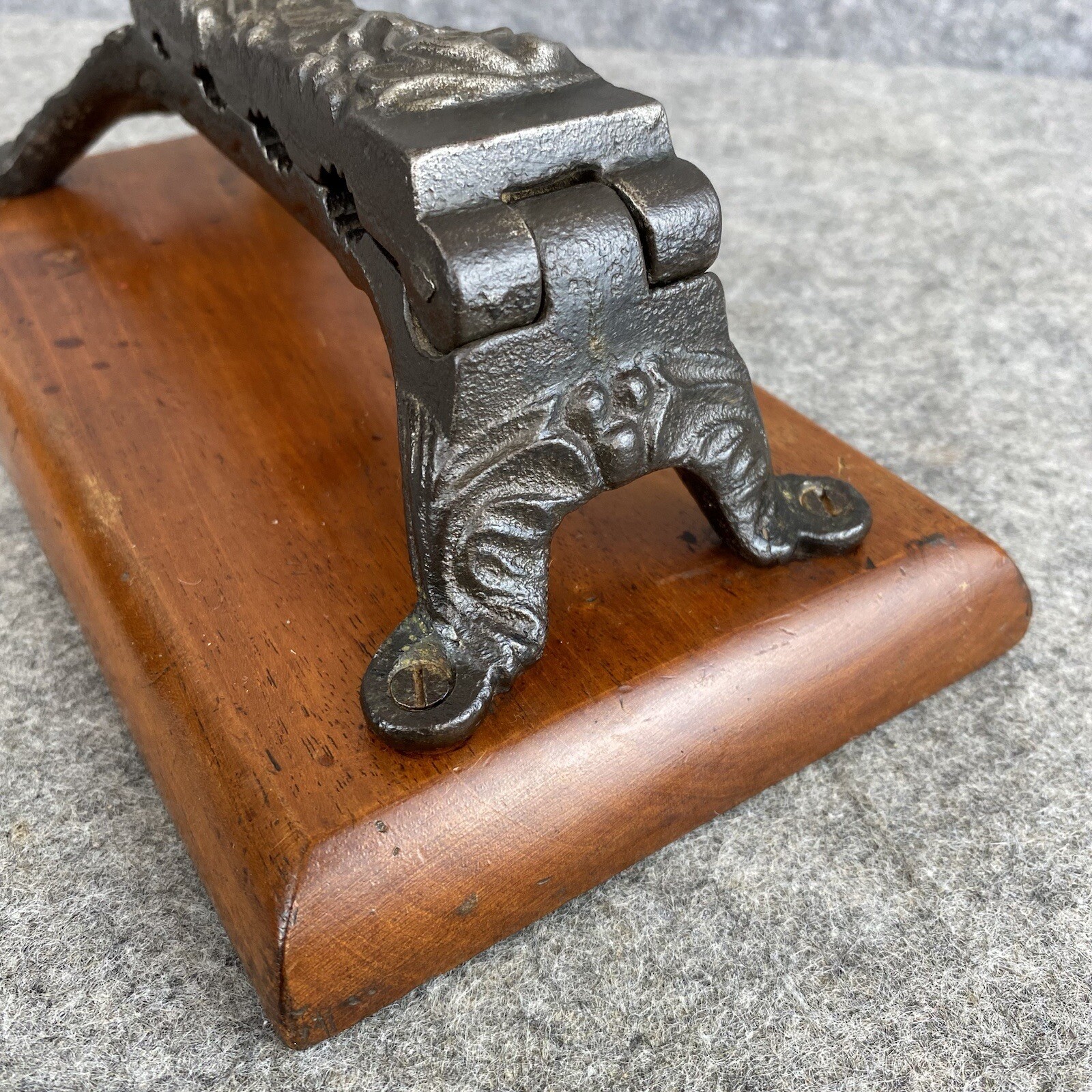 Apothecary Medical Cork Press Mounted on Wood Plinth Antique