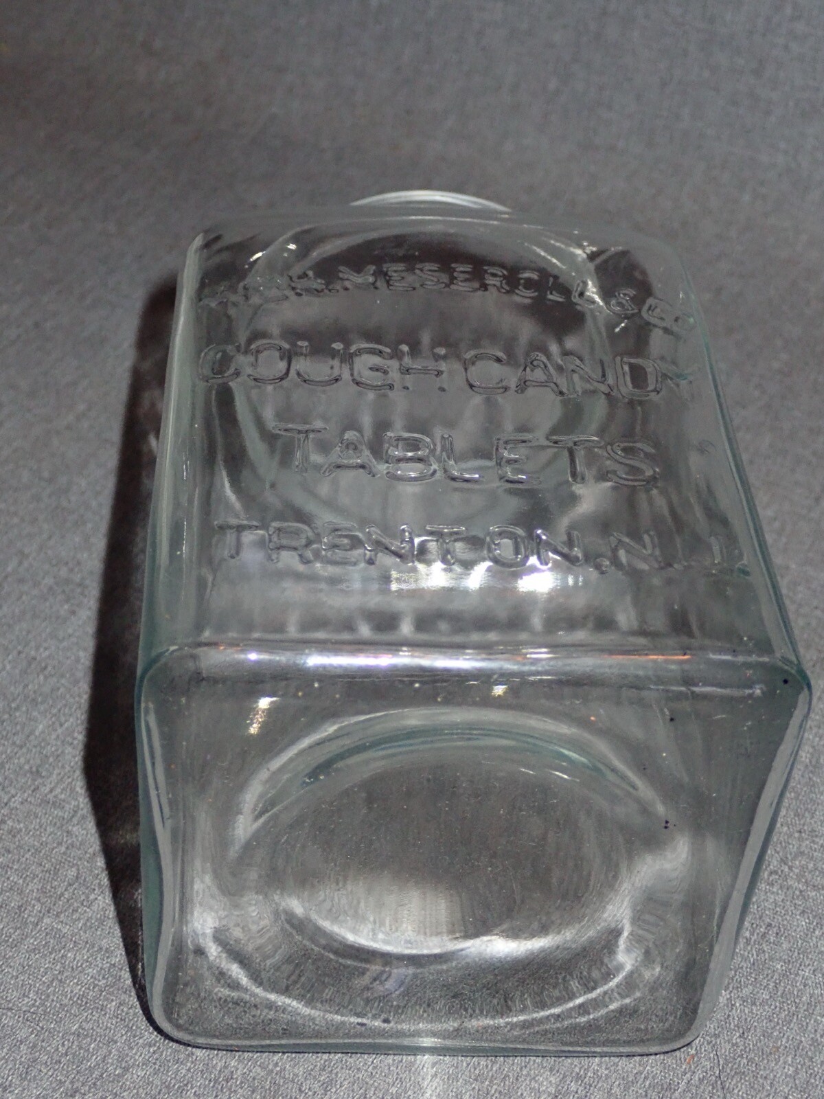 Antique Apothecary Jar Cough Candy Tablets Meseroll & Co Trenton NJ Drug Store