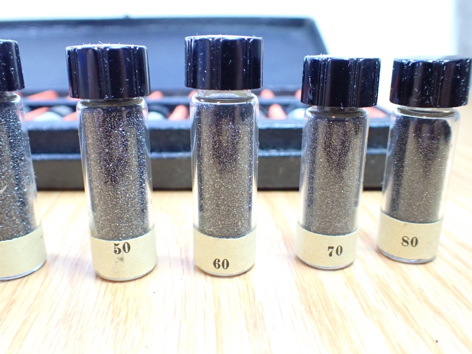 Vintage Rare Set of Carborundum Co. Sample Display Set of Grit Sizes
