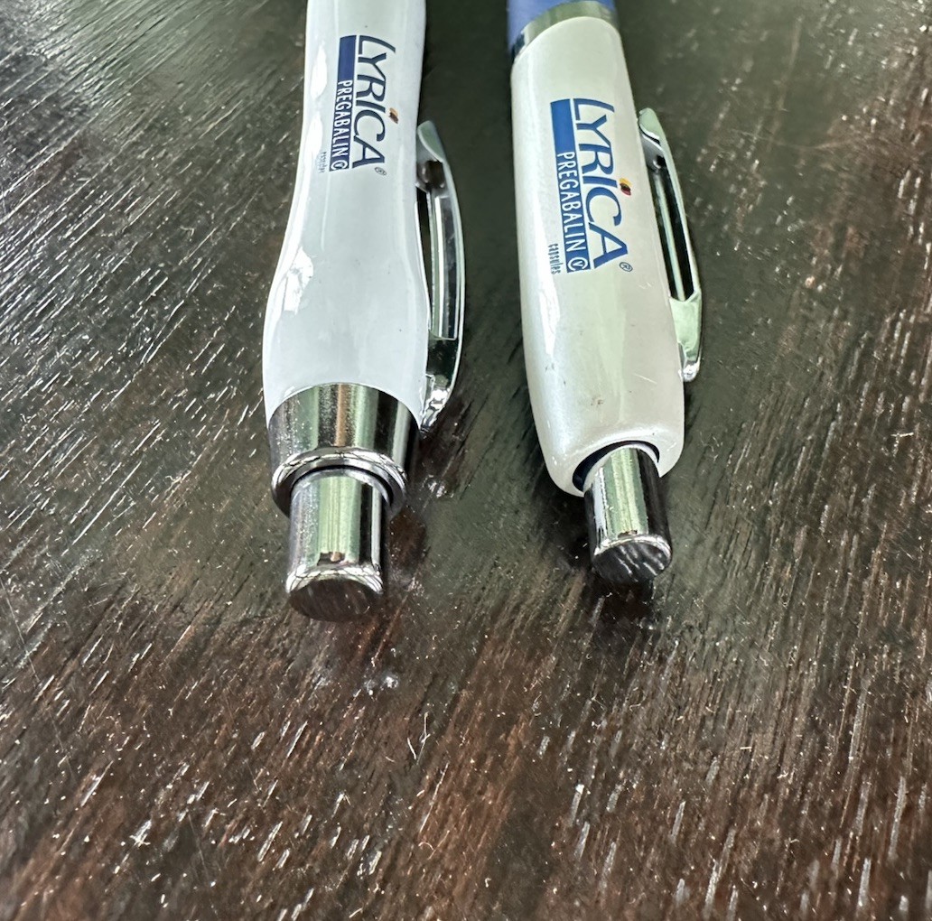 Lyrica Pfizer Metal Drug Rep Pharmaceutical Promo Advertising Pens Lot Of 2