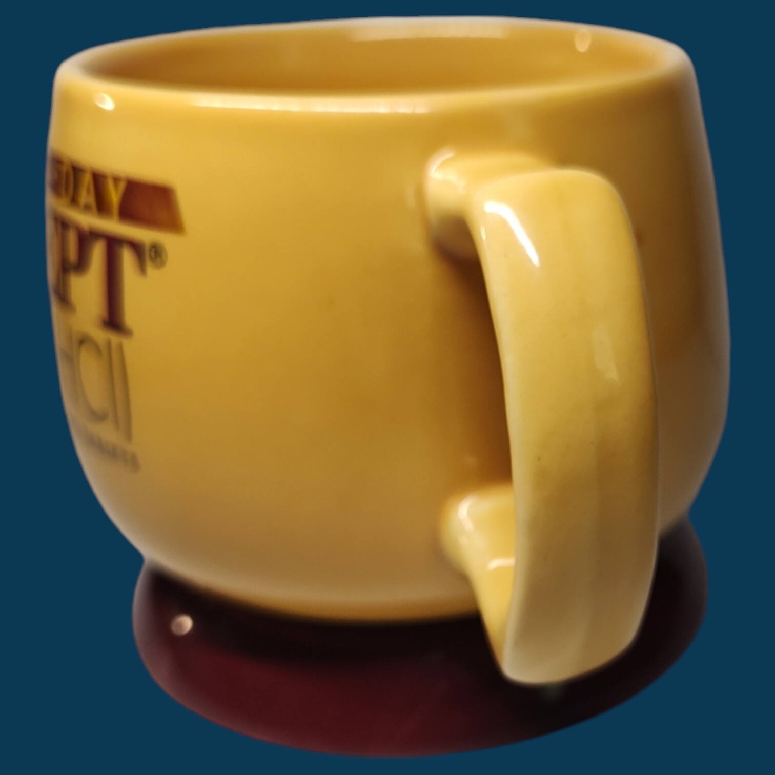 Aricept Drug Rep Pharmaceutical Collectible YELLOW Cup / Mug w/ Matching Coaster