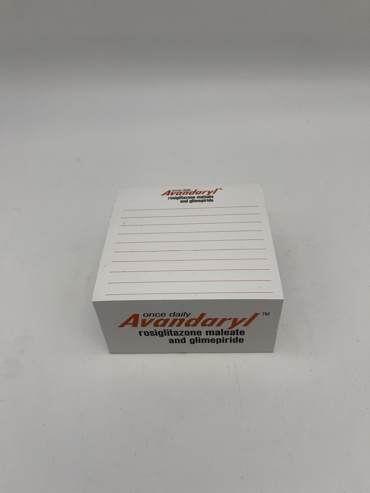 Avandaryl 4″ x 4″ Pharmaceutical Drug Rep Paper Note Pad, New Sealed