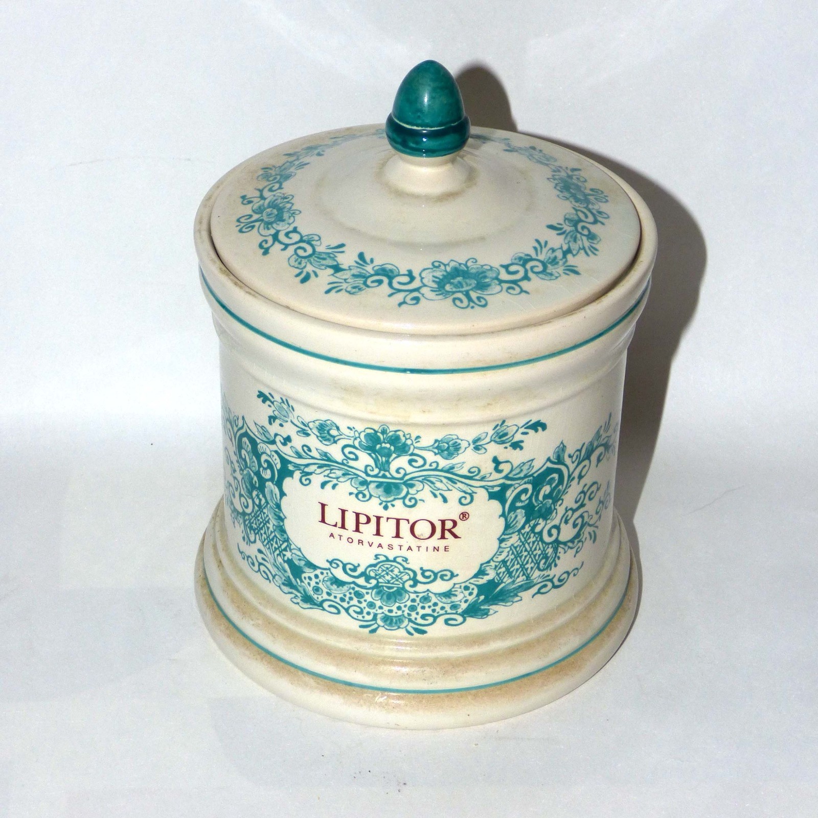 Vintage Lipitor Apothecary Jar ‘t Delftsche Huys Holland Ceramic