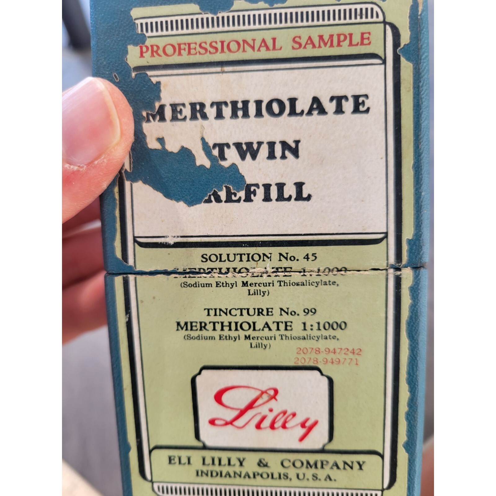 Eli Lilly Merthiolate Twin Refill Professional Sample Vtg medical original Box