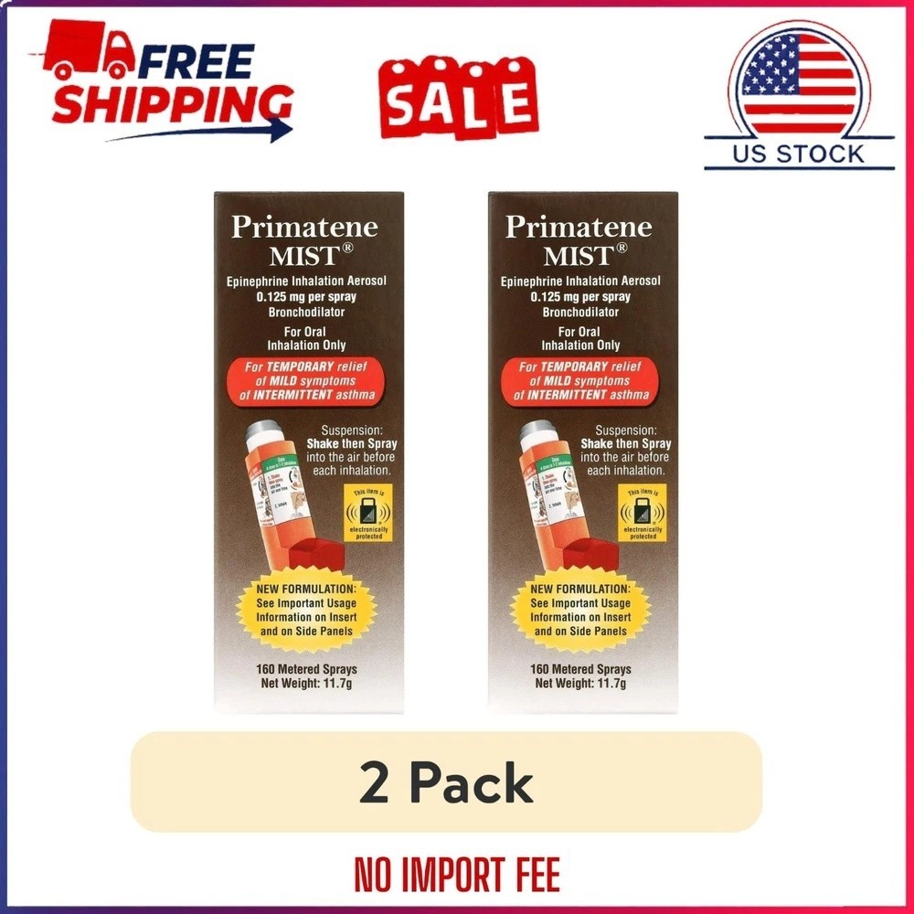(2 pack) Primatene MIST Epinephrine Oral Inhalation Aerosol